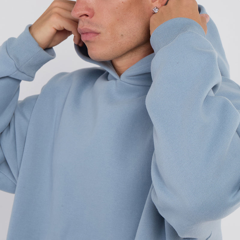 Unisex Blue Minimalist Fleece Hoodie & Jogger Set Neutral Lounge Set
