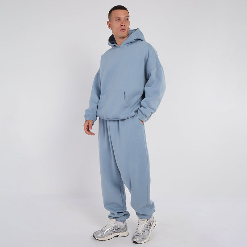 Unisex Blue Minimalist Fleece Hoodie & Jogger Set Neutral Lounge Set