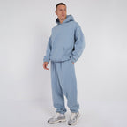 Unisex Blue Minimalist Fleece Hoodie & Jogger Set Neutral Lounge Set