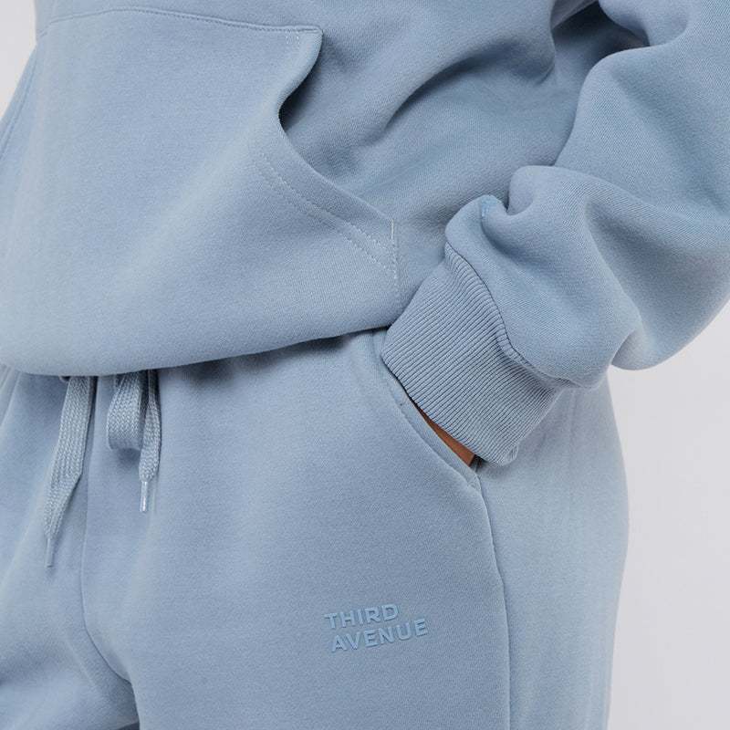 Unisex Blue Minimalist Fleece Hoodie & Jogger Set Neutral Lounge Set