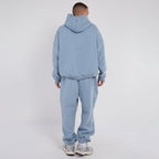Unisex Blue Minimalist Fleece Hoodie & Jogger Set Neutral Lounge Set