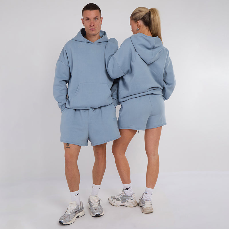 Unisex Blue Minimalist Fleece Hoodie & Jogger Set Neutral Lounge Set