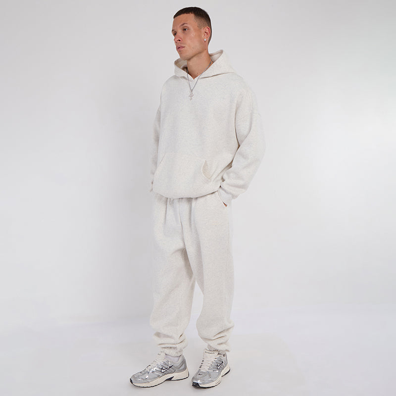 Unisex White Minimalist Fleece Hoodie & Jogger Set Neutral Lounge Set
