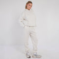 Unisex White Minimalist Fleece Hoodie & Jogger Set Neutral Lounge Set