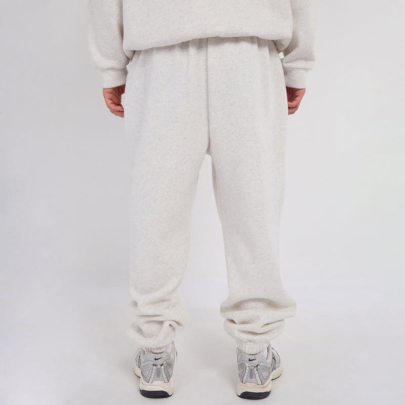 Unisex White Minimalist Fleece Hoodie & Jogger Set Neutral Lounge Set