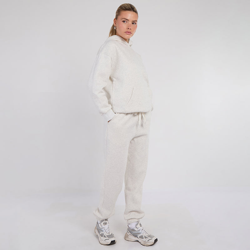 Unisex White Minimalist Fleece Hoodie & Jogger Set Neutral Lounge Set