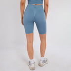 Stretch Blue Workout Outfit Seamless Sports Bra & High-Waist Leggings Set