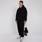 Unisex Black Minimalist Fleece Hoodie & Jogger Set Neutral Lounge Set