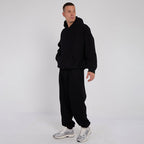 Unisex Black Minimalist Fleece Hoodie & Jogger Set Neutral Lounge Set