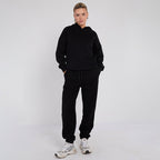Unisex Black Minimalist Fleece Hoodie & Jogger Set Neutral Lounge Set