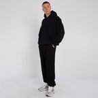 Unisex Black Minimalist Fleece Hoodie & Jogger Set Neutral Lounge Set