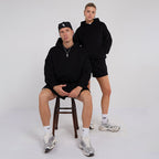 Unisex Black Minimalist Fleece Hoodie & Jogger Set Neutral Lounge Set