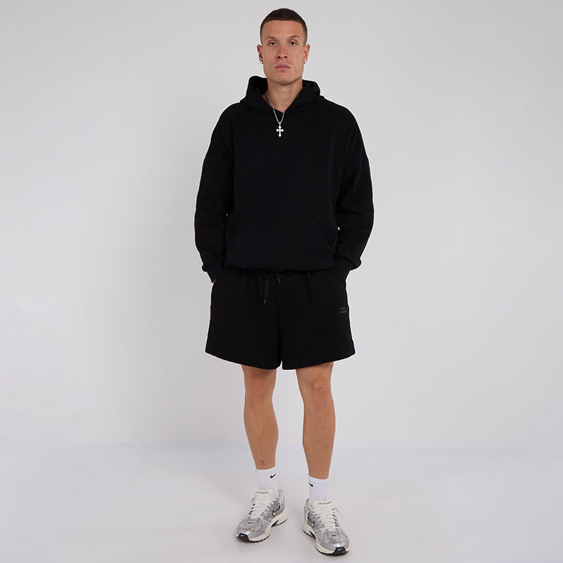 Unisex Black Minimalist Fleece Hoodie & Jogger Set Neutral Lounge Set