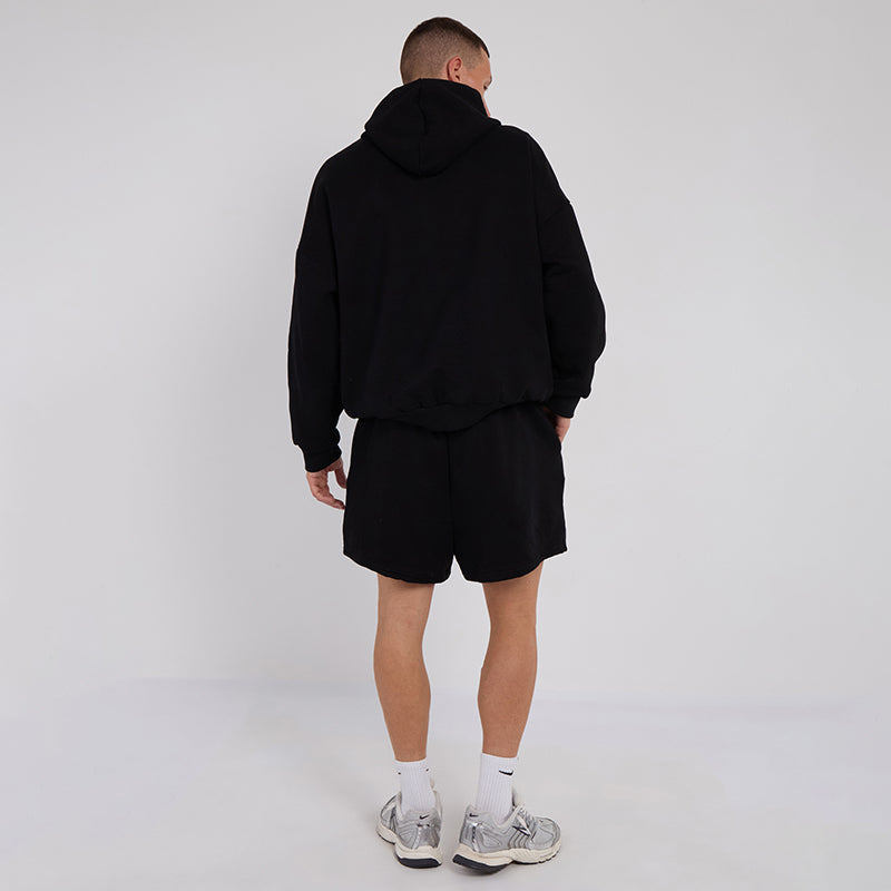 Unisex Black Minimalist Fleece Hoodie & Jogger Set Neutral Lounge Set
