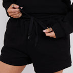Unisex Black Minimalist Fleece Hoodie & Jogger Set Neutral Lounge Set