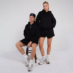Unisex Black Minimalist Fleece Hoodie & Jogger Set Neutral Lounge Set