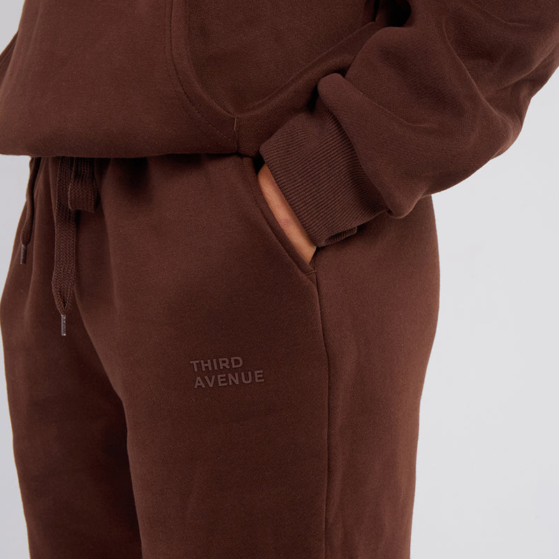 Unisex Brown Minimalist Fleece Hoodie & Jogger Set Neutral Lounge Set