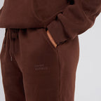 Unisex Brown Minimalist Fleece Hoodie & Jogger Set Neutral Lounge Set