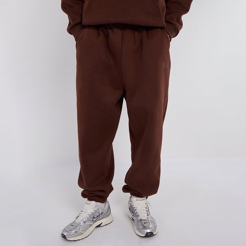 Unisex Brown Minimalist Fleece Hoodie & Jogger Set Neutral Lounge Set