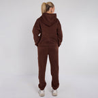 Unisex Brown Minimalist Fleece Hoodie & Jogger Set Neutral Lounge Set