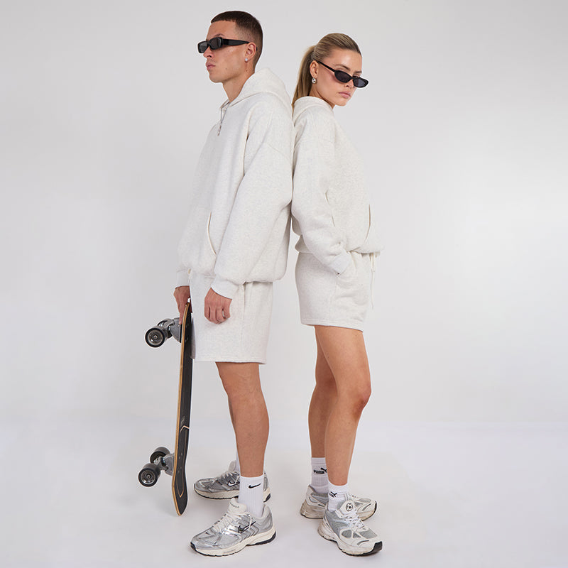 Unisex White Minimalist Fleece Hoodie & Jogger Set Neutral Lounge Set