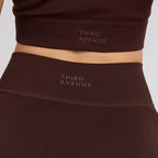 Stretch Coffee Brown Workout Outfit Seamless Sports Bra & High-Waist Leggings Set