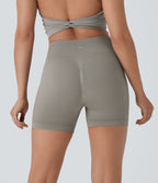 Seamless Flow High Waisted Ruched Yoga Biker Shorts 4''