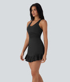SoftlyZeroTM Contrast Lace 2-Piece Mini Yoga Active Dress with Pocket