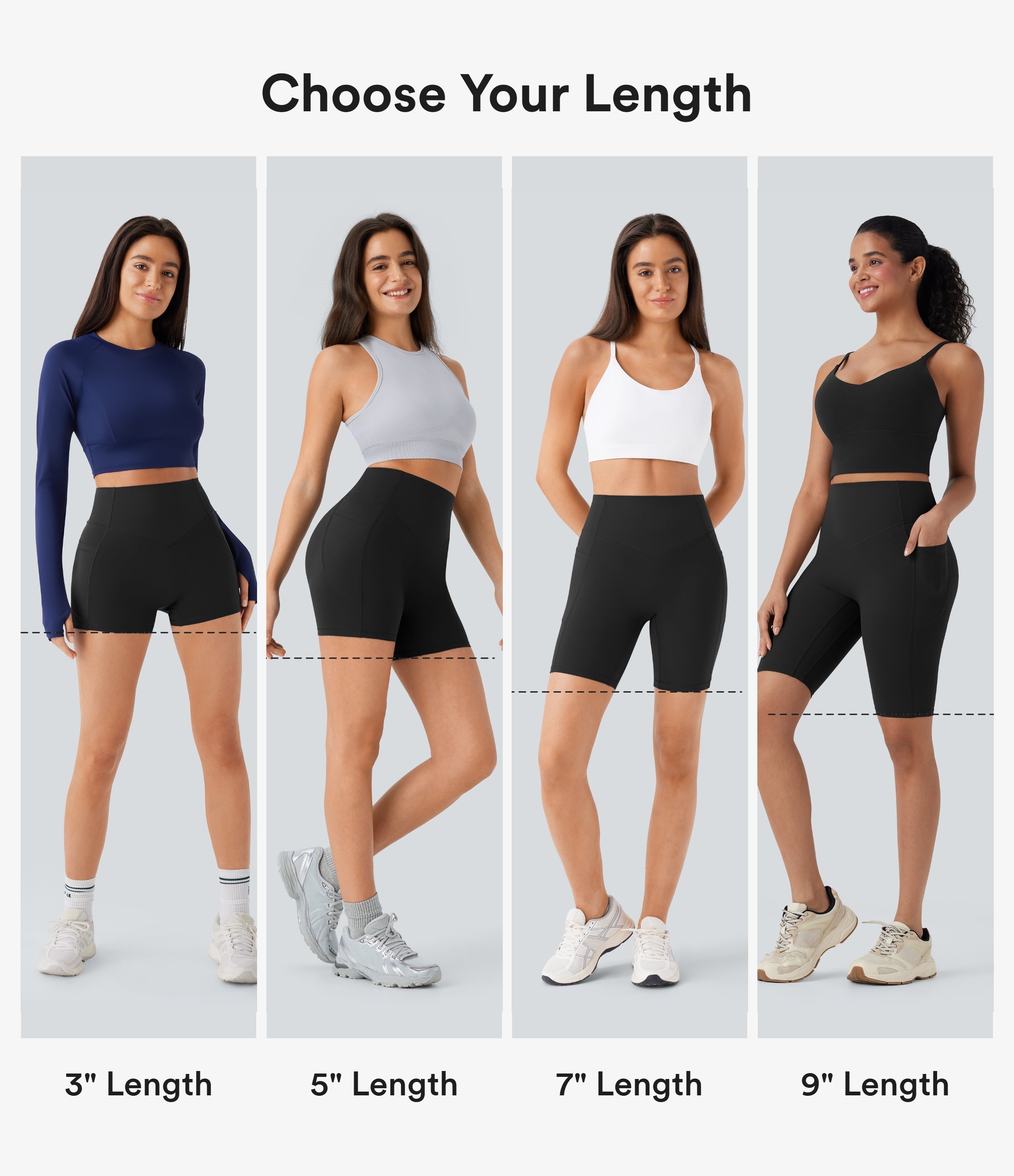 UltraSculptTM SoCinched High Waisted Scrunch Butt Lifting Tummy Control Side Pocket Shaping Workout Biker Shorts 9''