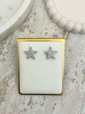 Diamonté Textured Star Earrings (2 Colours)