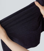 High Waisted Zipper Bodycon Metallic Mini Casual Skirt with Pockets