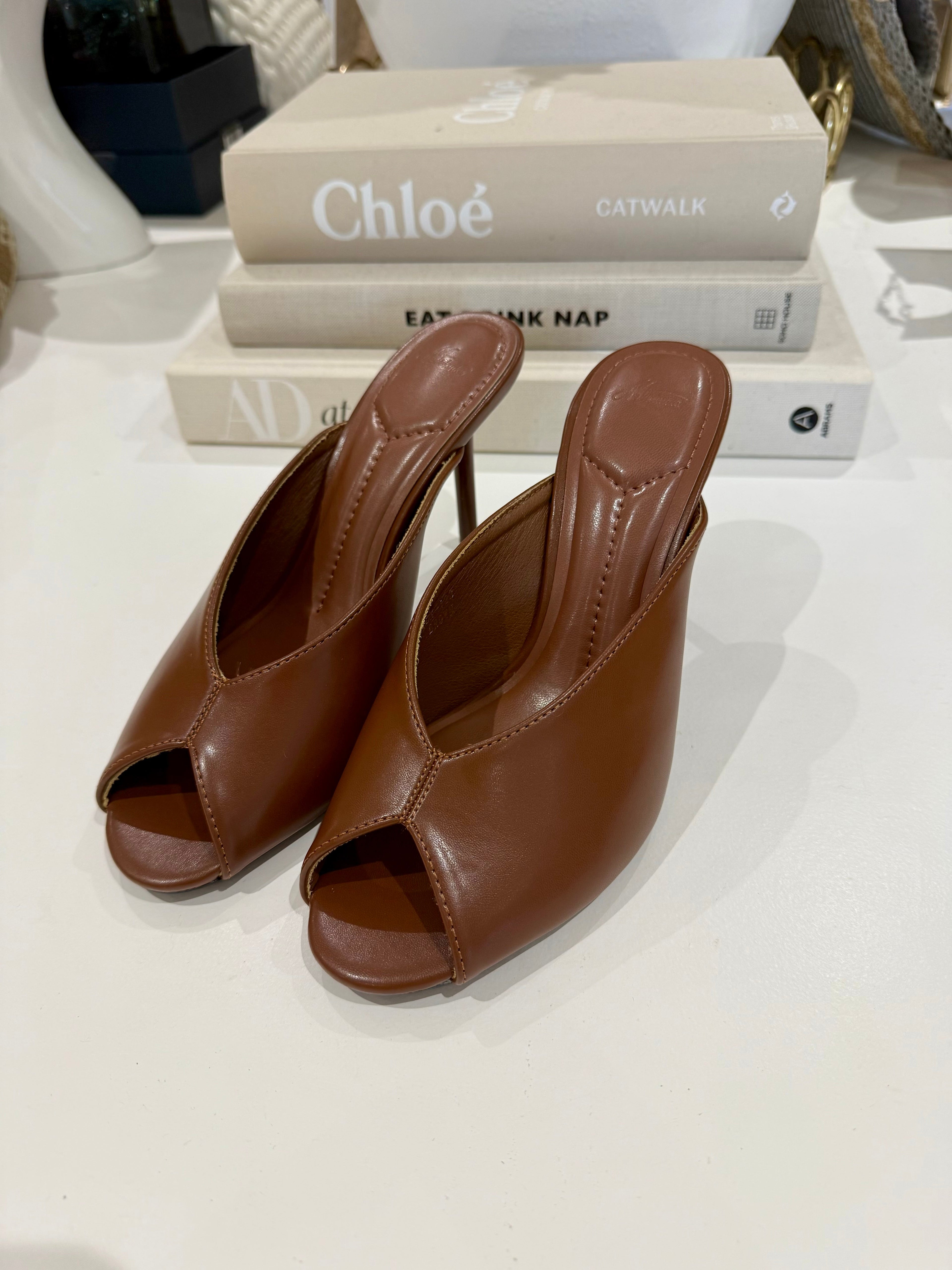 Brown Open Toe Heels