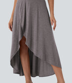 SoCinched High Waisted Tummy Control High Low 2-in-1 Flowy Maxi Casual Skirt