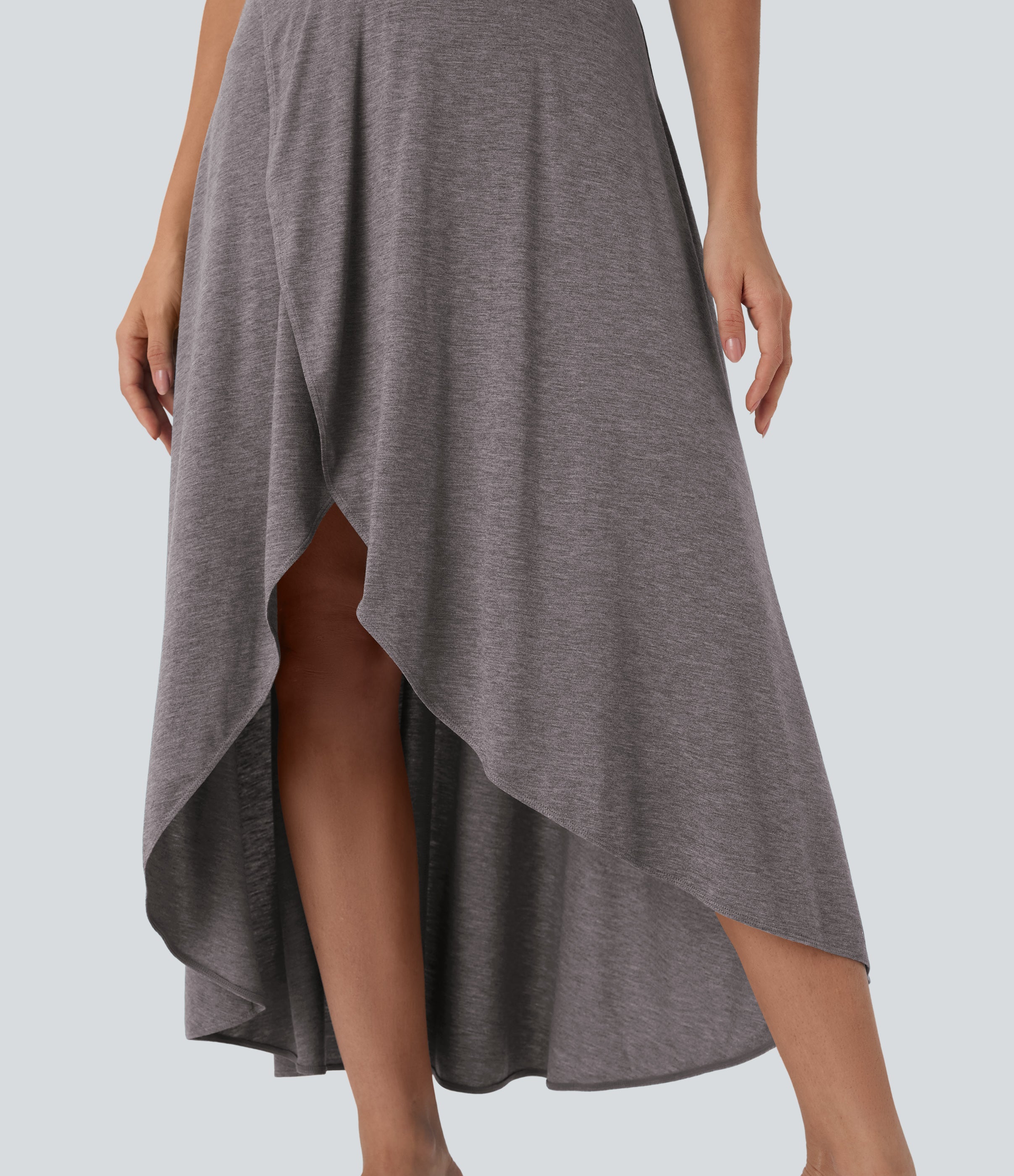 SoCinched High Waisted Tummy Control High Low 2-in-1 Flowy Maxi Casual Skirt