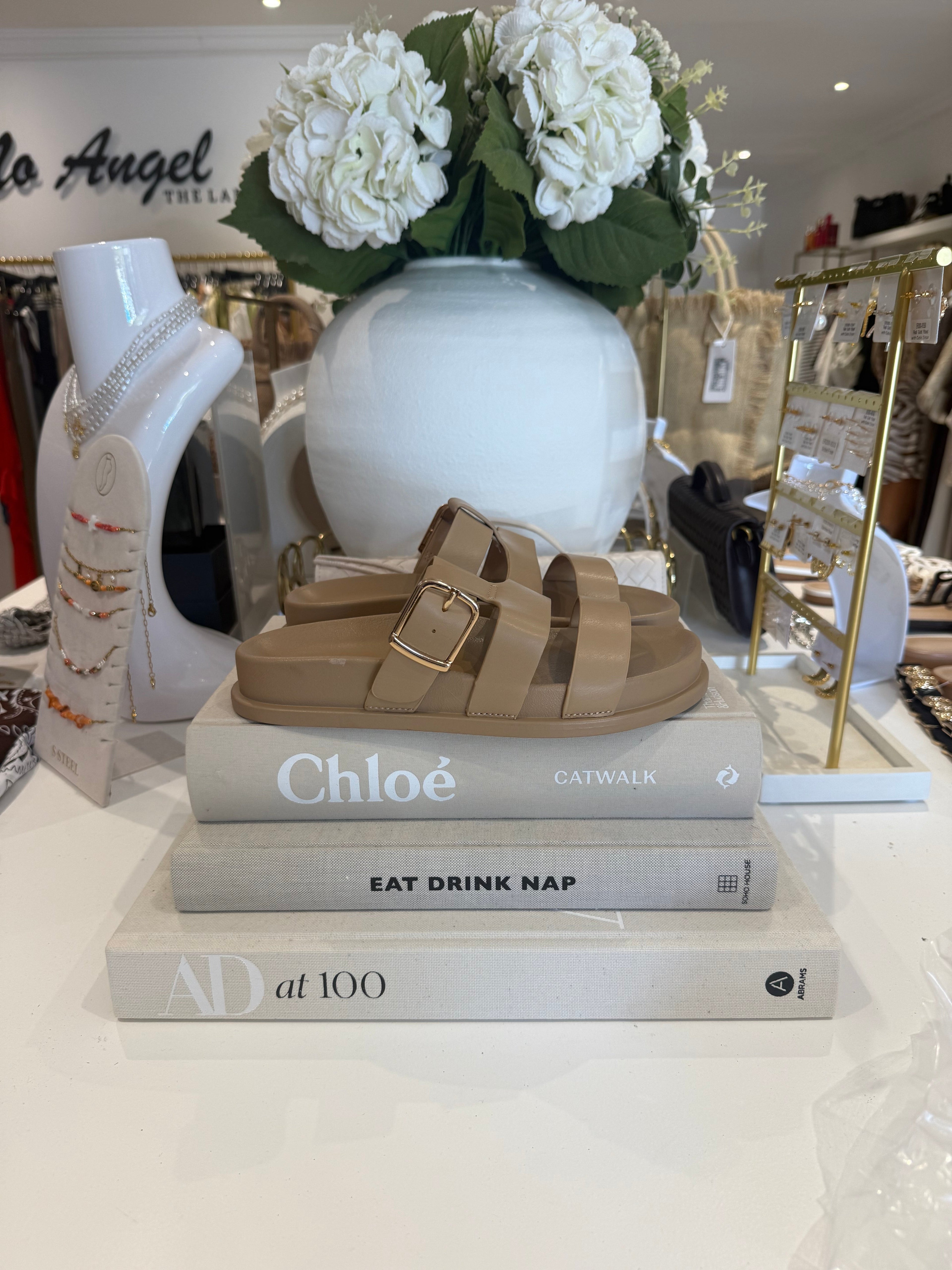 Triple Strap Gold Buckle Sandal (3 Colours)