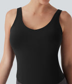 SoftlyZeroTM Plush Padded V Neck Running Tank Top-D/DD/DDD/F Cups