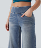 FlexTM SoCinched Mid Rise Tummy Control Casual Baggy Jeans with Pockets