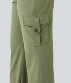 Low Rise Drawstring Casual Bootcut Cargo Pants with Pockets