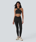 High Waisted Crossover Cut Out Yoga Leggings