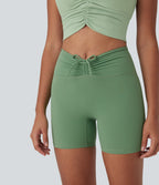 UltraSculptTM High Waisted Drawstring Ruched Yoga Biker Shorts 5'' with Pocket