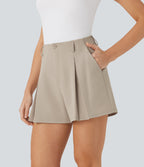 Quick Dry High Waisted Sied Pocket Golf Shorts-Golf Tee Pocket-UPF 40+
