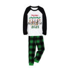 Black Raglan Top Green Plaid Christmas Pajamas Set With "Merry Christmas" and Dog Print