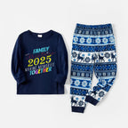 Joyful Blue Christmas Pajamas Set  With Family Matching Jolly Text