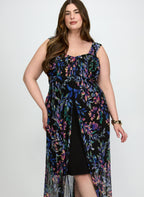 Floral Mesh Overlay Dress