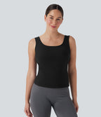 U Neck Crossover Yoga Tank Top-Longer Length-D/DD/DDD/F Cups