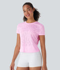 Seamless Flow Jacquard Crossover Hem Yoga Sports Top