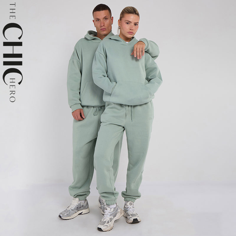 Unisex Mint Minimalist Fleece Hoodie & Jogger Tracksuit