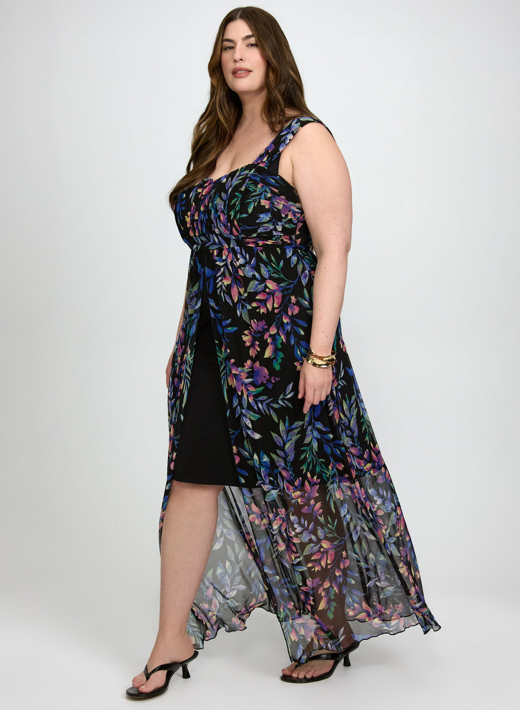 Floral Mesh Overlay Dress