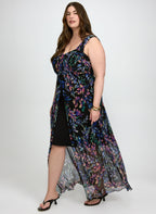 Floral Mesh Overlay Dress