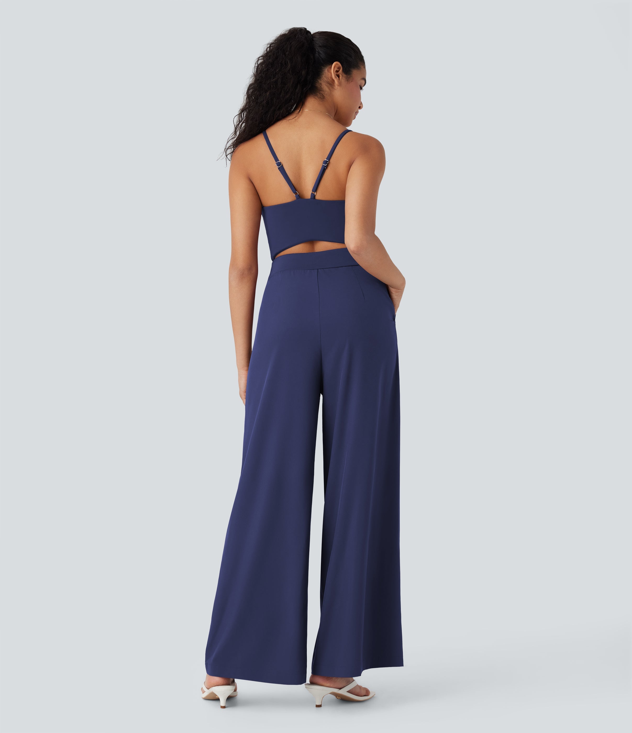 BreezefulTM Wide Leg Quick Dry Casual Slip Jumpsuit with Pockets-Easy Peezy Edition